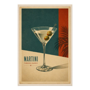 Vintage Martini-Cocktail Retro-Mid-Century-Modern Poster