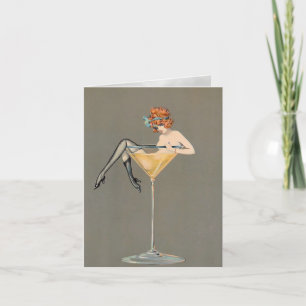 Vintage "Martini-Glas"-Karte Feiertagskarte
