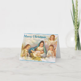 Vintage Mary And Baby Jesus And Angels Christmas Feiertagskarte