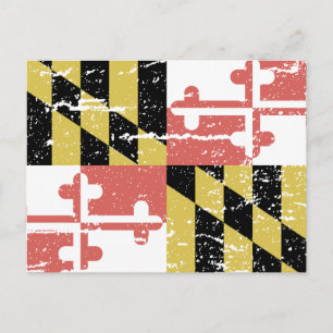 Vintage MARYLAND-Flag Postkarte