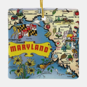 Vintage-Maryland-Karte Keramikornament