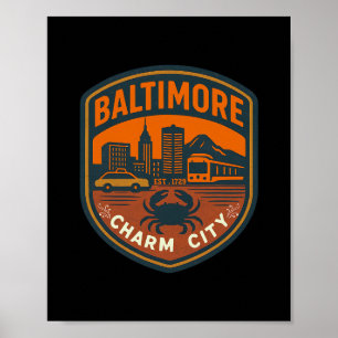 Vintage Maryland Ltimore Charm City Retro-Krabbe S Poster