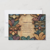 Vintage Masked Mardi Gras Masquerade Dankeskarte (Vorderseite)