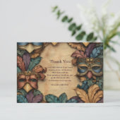 Vintage Masked Mardi Gras Masquerade Dankeskarte (Stehend Vorderseite)