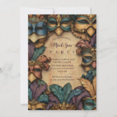 Vintage Masked Mardi Gras Masquerade Einladung (Vorderseite)