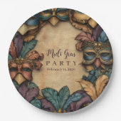 Vintage Masked Mardi Gras Masquerade Pappteller (Vorderseite)