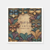 Vintage Masked Mardi Gras Masquerade Serviette (Vorderseite)