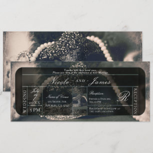 Vintage-Maskenball und Perlen-Hochzeit Einladung