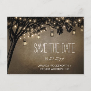Vintage-Mason-Glas-Eichbaum-Save-the-Date-Karten Ankündigungspostkarte