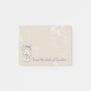 Vintage-Mason-Glas-Herzen-Land-Braun-Beige-Liebe Post-it Klebezettel