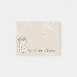 Vintage-Mason-Glas-Herzen-Land-Braun-Tan Post-it Klebezettel