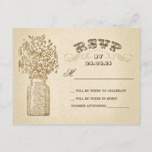Vintage Mason jar Hochzeit rsvp Postkarten