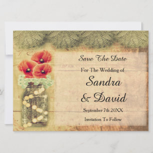 Vintage Mason Jar mit Pflücken Save the Date