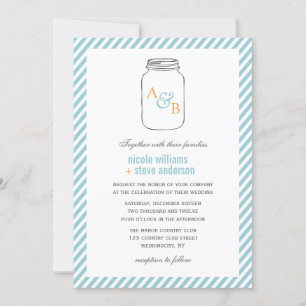 Vintage Mason Jar Monogram Hochzeitseinladungen Einladung