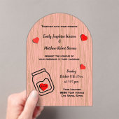 Vintage mason jar wood grain theme wedding acryleinladungen (Insitu (Handheld))