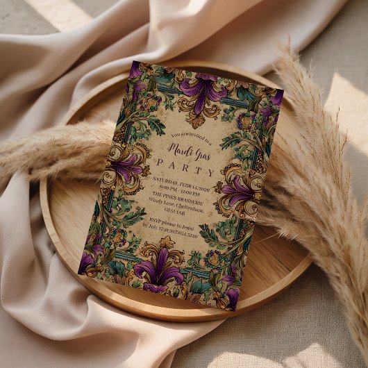 Vintage Masquerade Mardi Gras Elegance Einladung