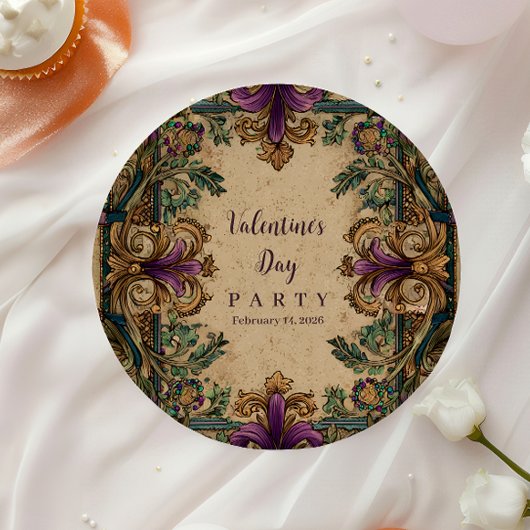 Vintage-Masquerade Mardi Gras-Eleganz Pappteller