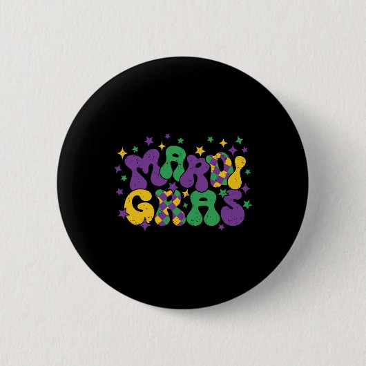 Vintage Masquerade Mardi Gras Groovy Beads Parade Button (Vorderseite)
