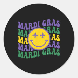Vintage Masquerade Mardi Gras Groovy Beads Parade Runder Aufkleber