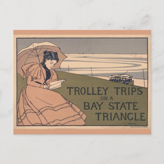 Vintage Massachusetts Bay Staat Trolley Travel Postkarte (Vorderseite)