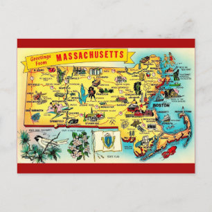 Vintage-Massachusetts-Karte als Postkarte