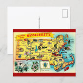 Vintage-Massachusetts-Karte als Postkarte (Vorne/Hinten)