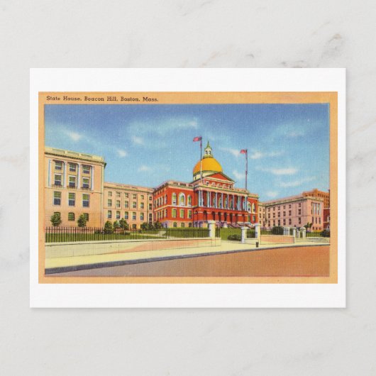 Vintage Massachusetts Staat Haus / Hauptstadt Postkarte (Vorderseite)