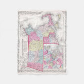 Vintage Massachusetts- und Rhodeinsel-Karte (1855) Fleecedecke (Vorderseite)