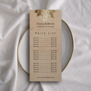 Vintage Massage Therapie Gold Lotus Preise Werbekarte