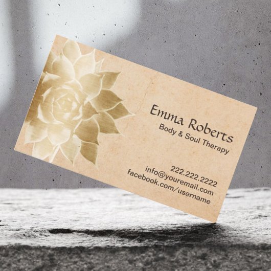 Vintage Massage Therapie Gold Lotus Visitenkarte