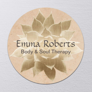 Vintage-Massagetherapie Eleganter Goldener Lotus Runder Aufkleber