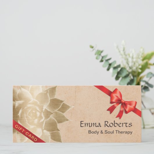 Vintage Massagetherapie Lotus Geschenkgutscheine (Stehend Vorderseite)