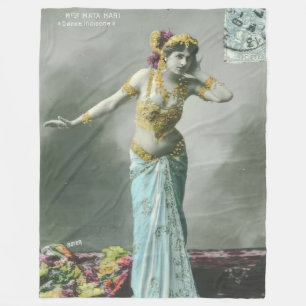 Vintage-Mata-Hari-Postkarte Fleecedecke