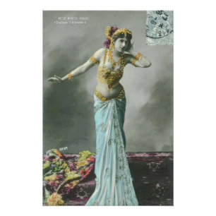 Vintage-Mata-Hari-Postkarte Poster
