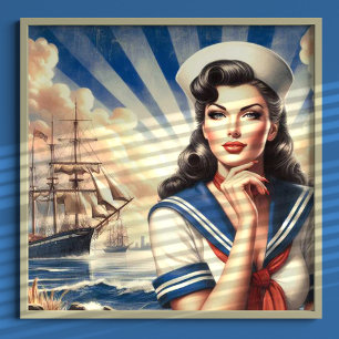 Vintage Matrosen Pin Up Poster