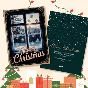 Vintage Mattierte Winterfenster Weihnachtsgrüße Feiertagskarte