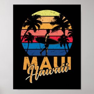 Vintage Maui Hawaii Hawaiianischer Strand Surfen 7 Poster
