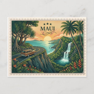 Vintage-Maui-Hawaii-Route nach Hana Postkarte