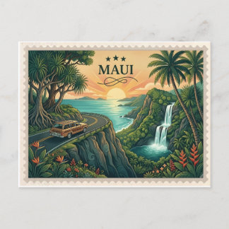 Vintage-Maui-Hawaii-Route nach Hana Postkarte