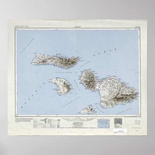 Vintage Maui Hawaii Topografische Karte Poster (Vorne)