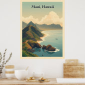 Vintage Maui, Hawaii Travel Illustration Poster (Küche)