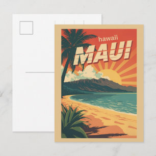 Vintage Maui Hawaii tropische Strand Souvenir Gesc Postkarte