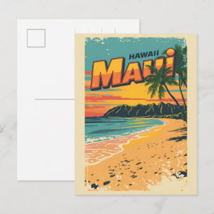 Vintage Maui Hawaii tropische Strand Souvenirs Ges Postkarte