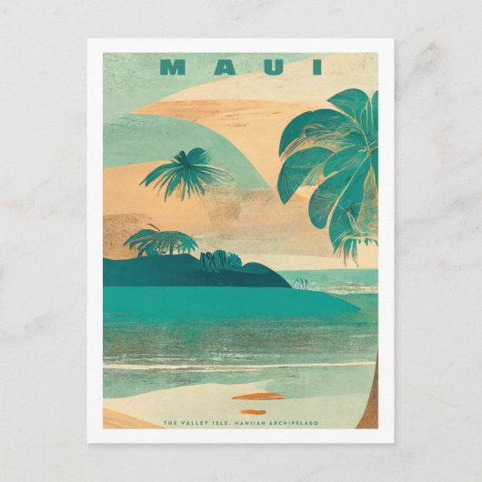 Vintage Maui Tropical Island Reisekarte Postkarte (Vorderseite)