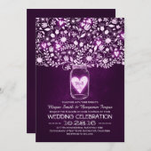 Vintage Maurerkirsche mit violetten Blumen Hochzei Einladung (Vorne/Hinten)