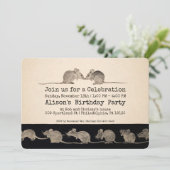 Vintage Mäuse Anpassbare Party Einladung (Stehend Vorderseite)