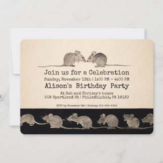 Vintage Mäuse Anpassbare Party Einladung