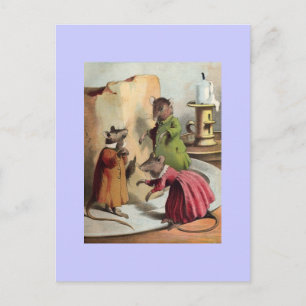 Vintage Mäuse in Kleidung anpassbare Kunst Postkar Postkarte