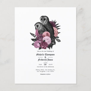 Vintage Mauve Owls Gothic Wedding Einladung Flyer