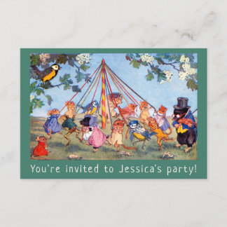 Vintage maypole Tiere Party Einladung von Kindern